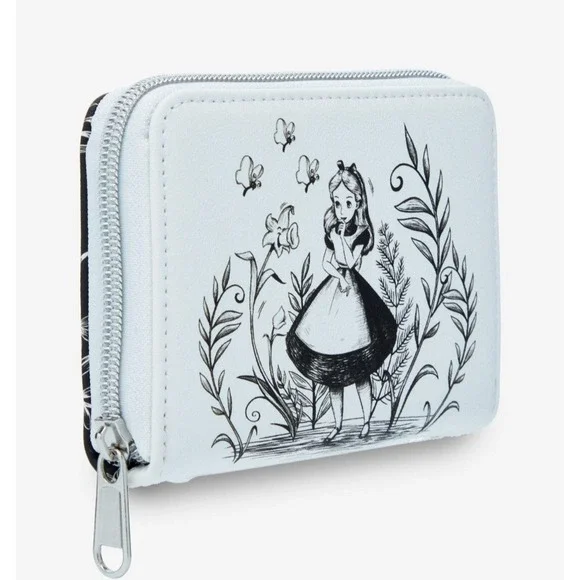 NWT Loungefly Disney Alice In Wonderland Florals Black & White Wallet Abstract‎ - Picture 4 of 5